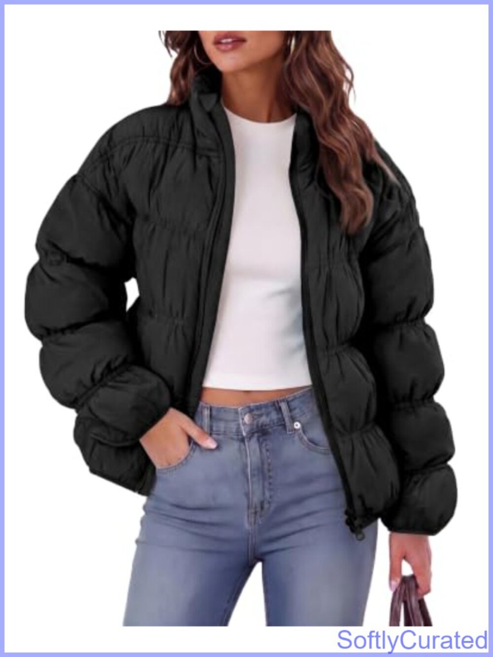 Women's Quilted Puffer Jacket Zip Up Warm Winter Coat